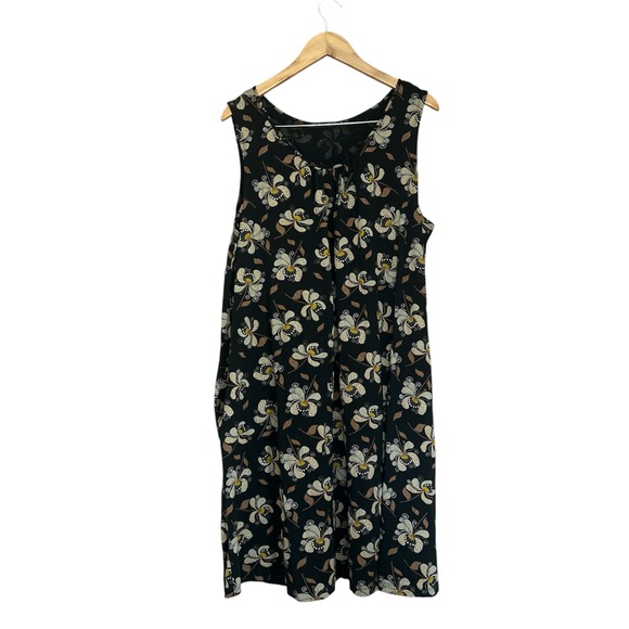 Gudrun Sjoden Dresses & Skirts - Gudrun Sjoden Floral Leaves Dress Organic Cotton Lagenlook Artsy Boho Size XL